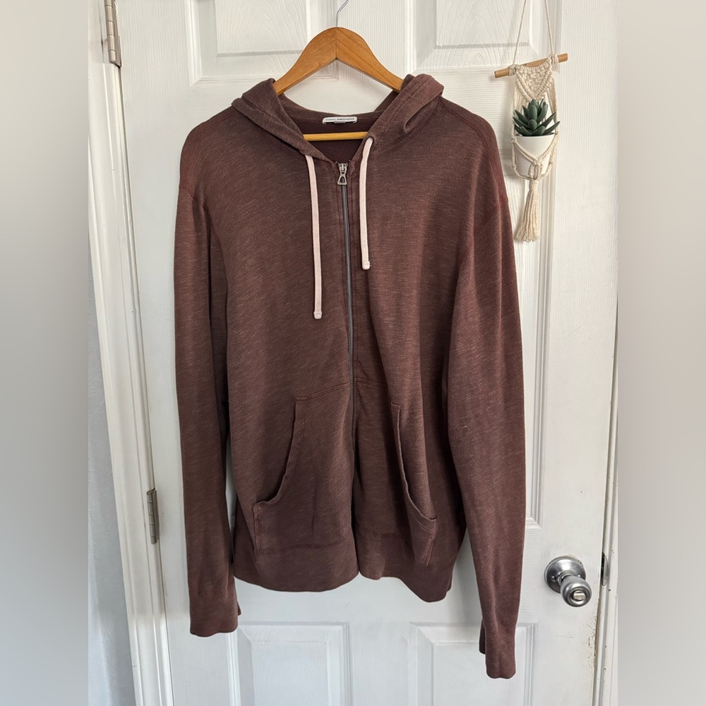 James Perse Zip Up Brown Sweater